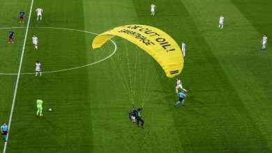 صورة حادث غريب في مباراة فرنسا وألمانيا.. مشجع يقتحم أرضية الملعب بطريقة فريدة -فيديو