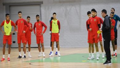 صورة المنتخب المغربي لكرة الصالات يجري الحصة التدريبية الأخيرة قبل مواجهة فينزويلا