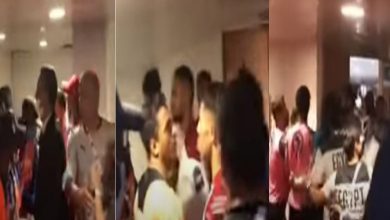 صورة اشتباك بين لاعبي المنتخب المغربي والمصري عقب المباراة- فيديو