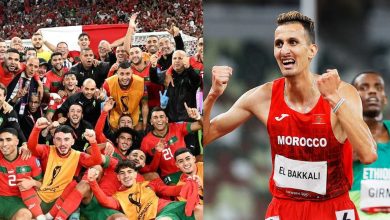 صورة نجم المنتخب المغربي يهنئ البقالي على ذهبية بطولة العالم لألعاب القوى- صورة