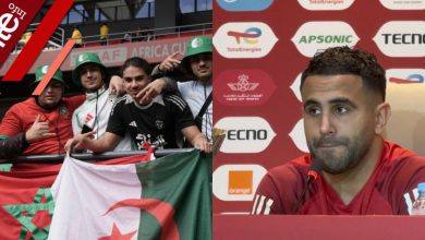 صورة رياض محرز معجب بتشجيع الجماهير المغربية إلى جانب الجزائرية لهم- فيديو